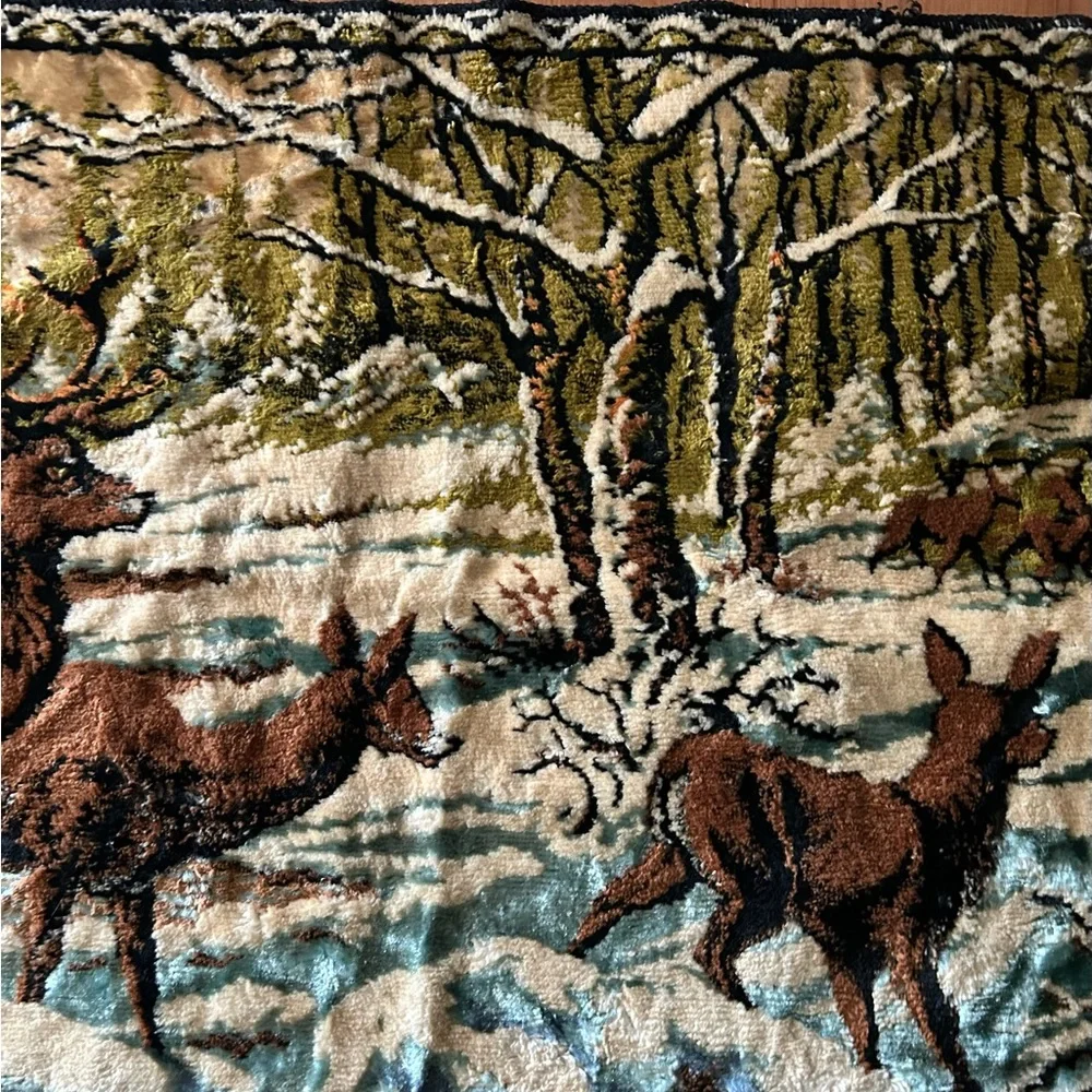 Vintage Italian Deer Scene Hanging Wall Tapestry